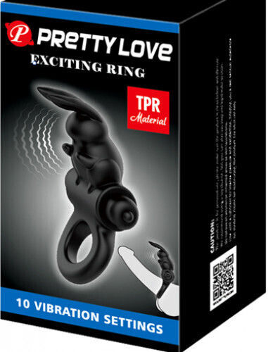 Pretty Love Exciting Ring Vibrating Cockring Black