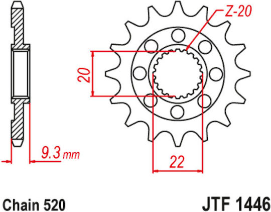 JT Sprockets Предно зъбно колело 13 Зъби за Kawasaki КХ
