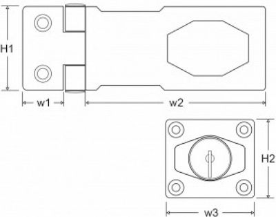 Locking paddle with lock Stainless steel 75mm 090-7075