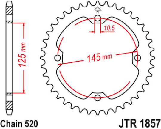 JT Sprockets Γρανάζι Πίσω 45 Δοντιών για Yamaha XT 600