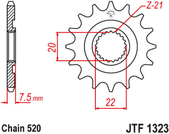 JT Sprockets Предно зъбно колело 14 Зъби за Honda CRF 250 - КРФ 250 X 04-13