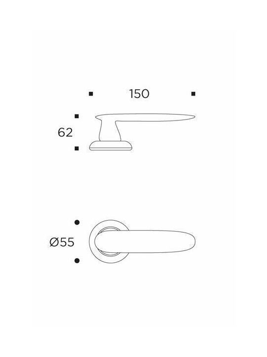 Convex Lever Middle Door with Rosette 2225 2225RAYS19S19 Pair with Rosette Cylinder Black