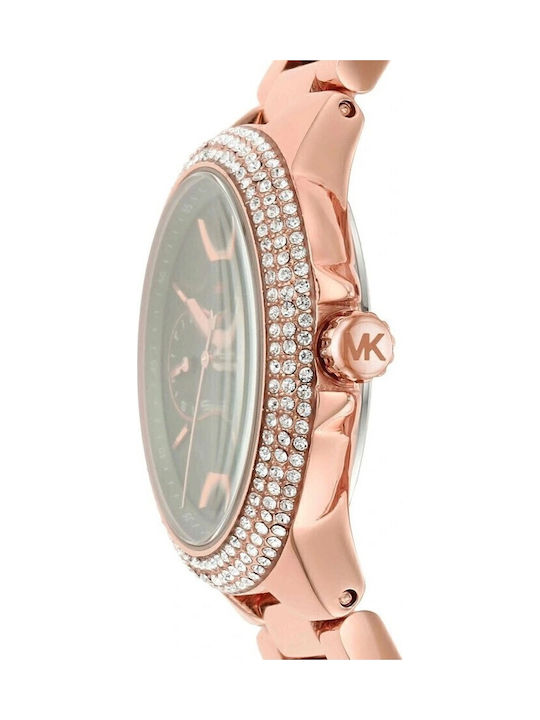 Michael Kors Camille Women's Watch Chronograph with Pink Gold Metal Bracelet