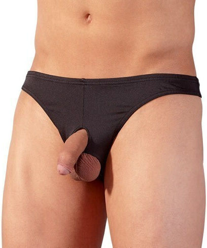 Svenjoyment Underwear String with 2 Openings Black