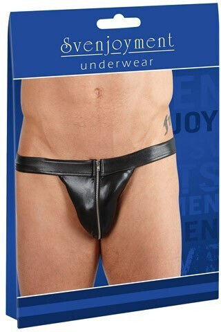Svenjoyment Underwear Shiny Wetlook Panty with Zip Black