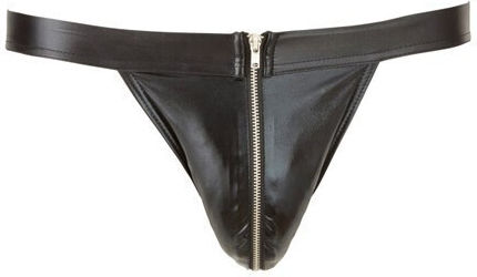 Svenjoyment Underwear Shiny Wetlook Panty with Zip Black