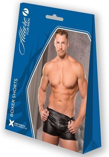 Allure Lingerie Wetlook Boxer Shorts Boxeri Sexy pentru bărbați Negru