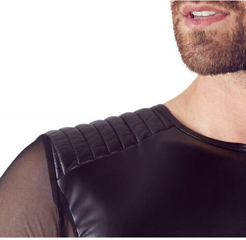 Nek Nek Sexy Herren Top Glänzendes, mattes Hemd Black