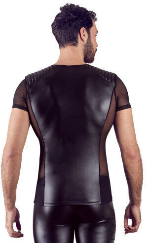 Nek Nek Sexy Herren Top Glänzendes, mattes Hemd Black