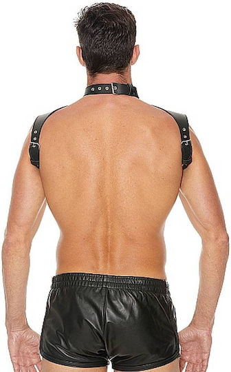 Shots Ouch! Bonded Leather Harness with Neck Collar Black