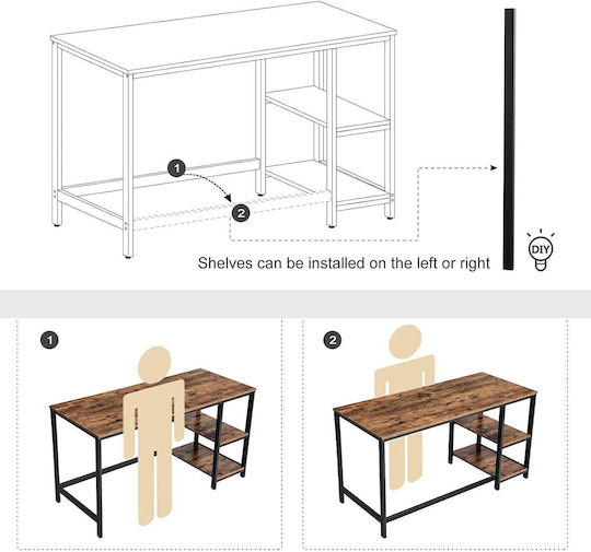 Desk Wooden Coffee with Metal Legs 140x60x75cm