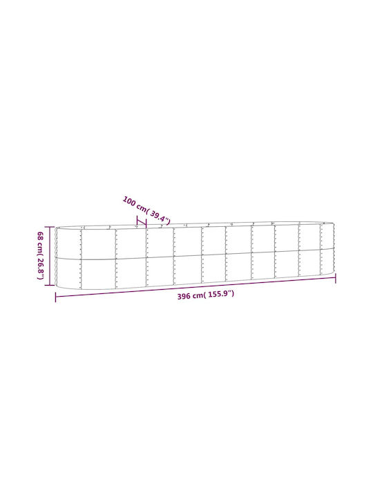 vidaXL Кутия за саксии Метал Сив 396x100x68см.