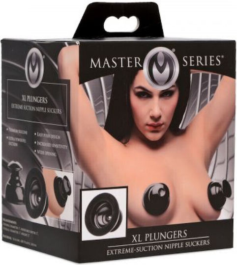 XR Master Series XL Plungers Extreme Nipple Suckers Black 2pcs