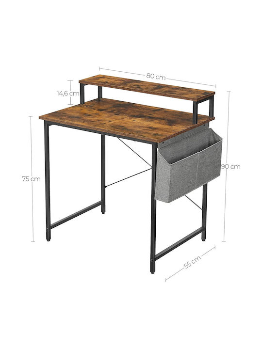 Desk Wooden Coffee with Metal Legs 80x55x89.5cm