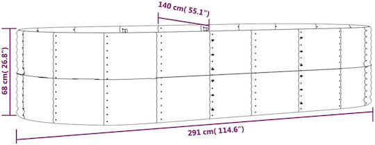 vidaXL Blumenkasten Metallisch Silver 291x140x68cm.