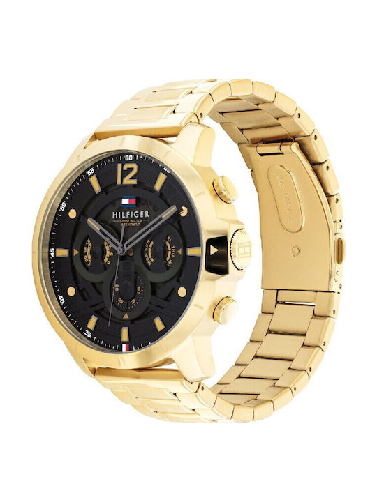 Tommy Hilfiger Luca Herrenuhr 50mm Chronograph Batterie mit Gold Rostfreien Stahlarmband