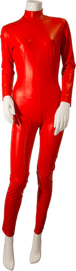 Guilty Pleasure Datex Catsuit mit Reißverschluss am Rücken Leder- und Latex-Outfit Rot