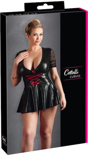 Cottelli Collection Φόρεμα Plus Size Wetlook Dress with Lace Insert Μαύρο