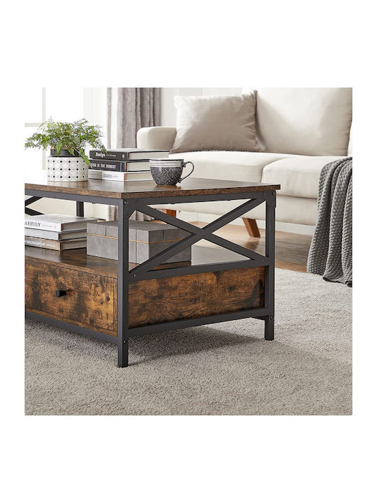 Rectangular Central Wooden Brown Coffee Table W100xD55xH45cm