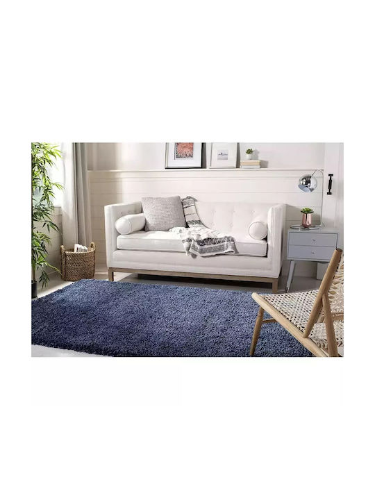 Saray Home California Mix Teppich Rechteckig Zottelig Synthetisch,Polyester/Cotton/Leather Blue
