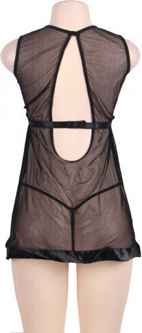 CyprusLoveShop Flared Mesh Babydoll Set Комплект Секси бебешка нощница Black