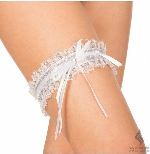 Cottelli Collection Lace Garter Καλτσοδέτες με Δαντέλα Λευκές
