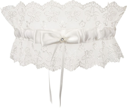 Cottelli Collection Embroidered Garter Belts with Lace White