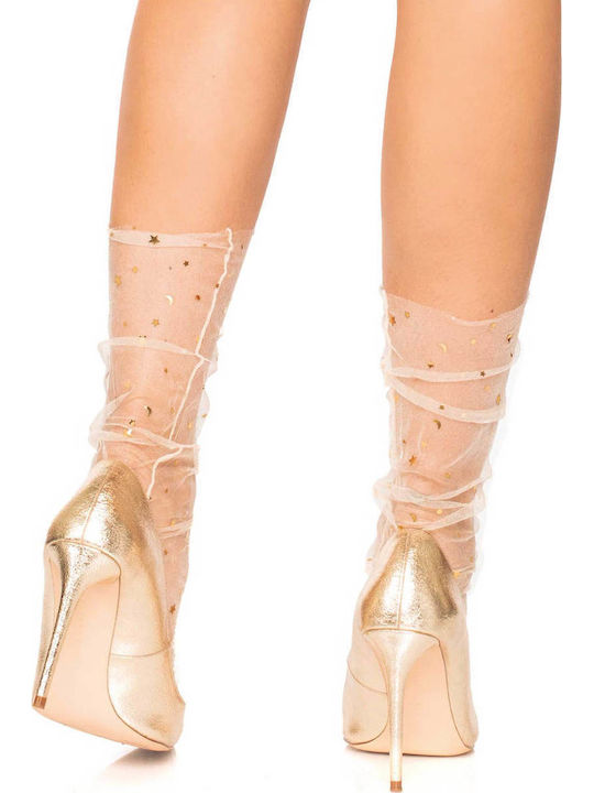 Leg Avenue 3047 Star Tulle Anklet Sock Sexy Κάλτσες Εκρού
