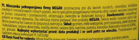 Megan Hrană pentru Porc indian / Iepure / Hamster 1l 1buc