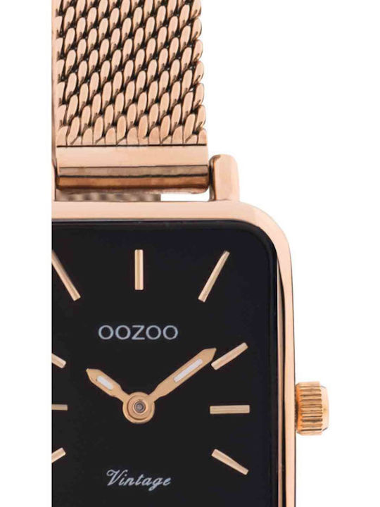 Oozoo Vintage Γυναικείο Ρολόι 26mm Μπαταρίας με Ροζ Χρυσό Μεταλλικό Μπρασελέ
