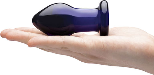 Glas Anal Plug with Wireless Functionality and Vibration Blue