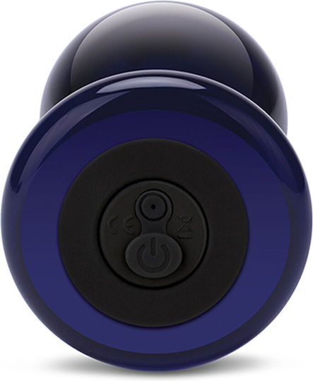 Glas Anal Plug with Wireless Functionality and Vibration Blue