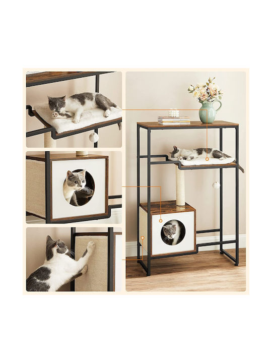 Feandrea Kratzbaum Katzenbäume Braun 3 Ebenen 74x34x114cm