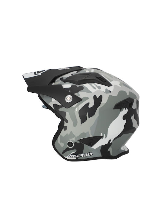 Acerbis Aria Matt Camo/Brown Motorcycle Helmet Jet 1050gr with Sunvisor