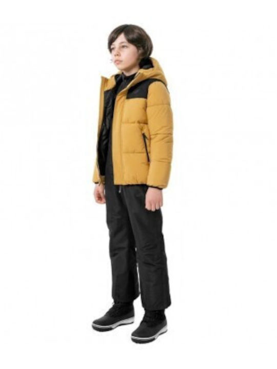 Wasserdicht Kinder Sportjacke Kurz mit Futter & Kapuze Gelb