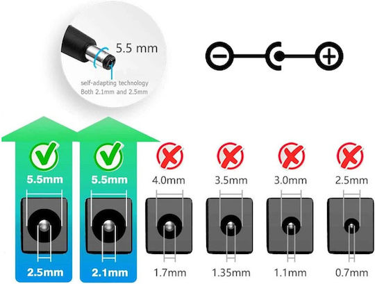 Blackmoon Universal Power Adapter 12 Until 12V 5A 60W DC Tip 5.5/2.1-2.5mm