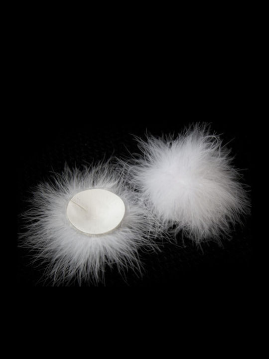 Fetish Addict Naughty Toys Feather Round Nipple Pasties White