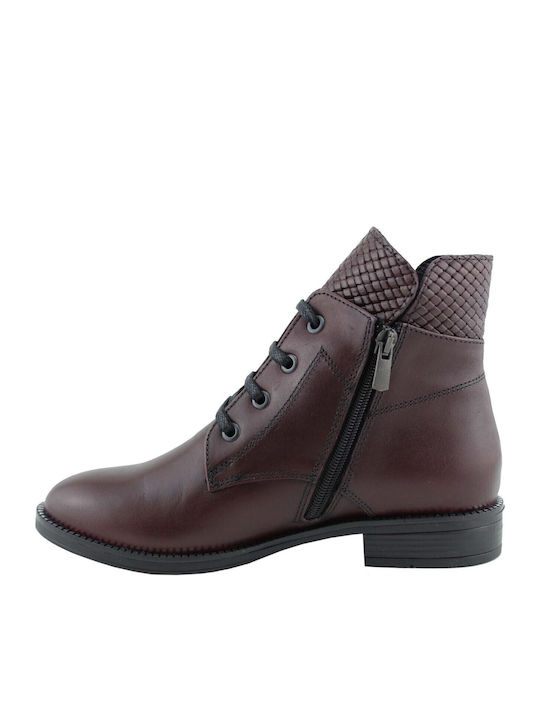 Leather Women's Ankle Boots Burgundy