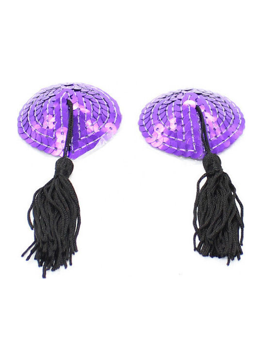 Naughty Toys Sequined Heart Nippelabdeckungen Lila