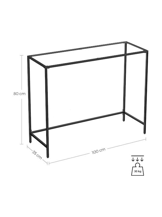 Metal Console Table Black L100.5xW35.6xH80cm