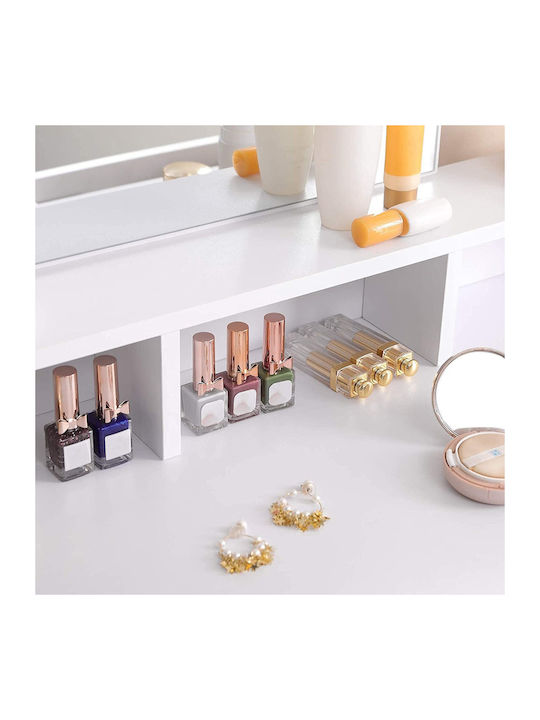 Wooden Makeup Dressing Table White with Mirror 80x40x140cm