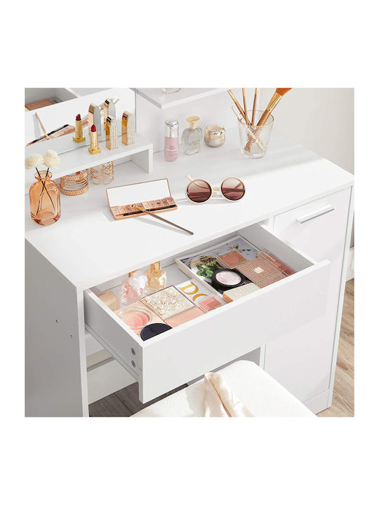 Wooden Makeup Dressing Table White with Mirror 80x40x132cm