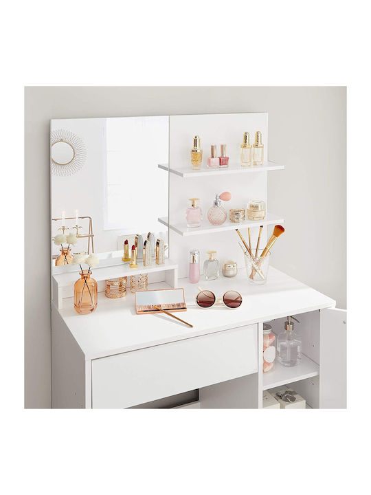 Wooden Makeup Dressing Table White with Mirror 80x40x132cm