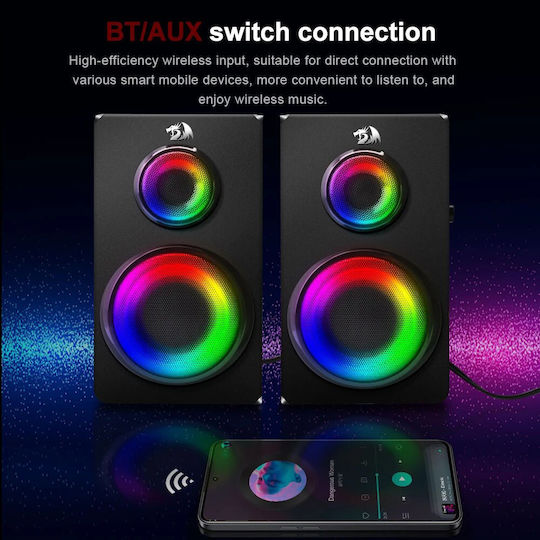 Redragon GS811 2.0 Wireless Speakers with RGB and Bluetooth 7W Black
