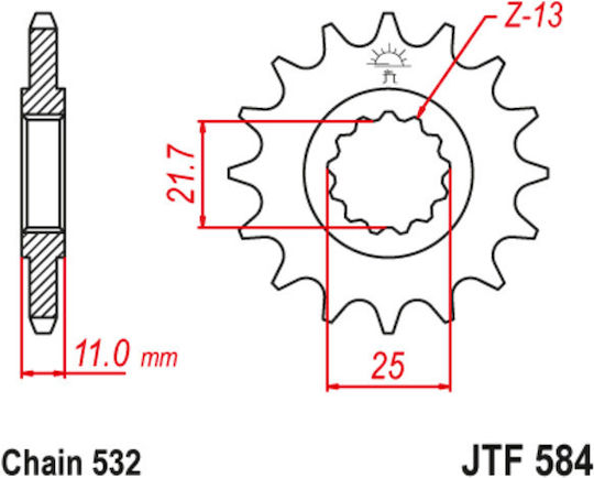JT Sprockets Vorderes Ritzel 17 Zähne für Yamaha GTS 1000 / YZF-R6