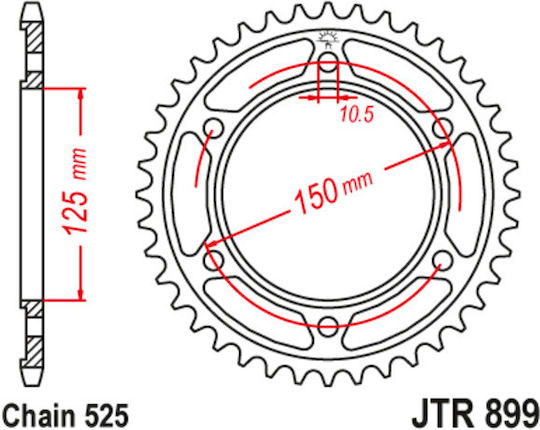 JT Sprockets Γρανάζι Πίσω 45 Δοντιών για KTM 950 Super Enduro