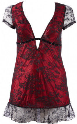 Cottelli Collection Flirty Mini Dress Plus Size Red