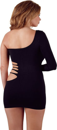 Cottelli Collection Stretch Dress With One Sleeve Black