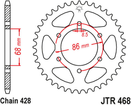 JT Sprockets Заден зъбен колело 42 Зъби за Modenas Кристар 125 / X-CITE Kawasaki Eliminator 125 1998-2004