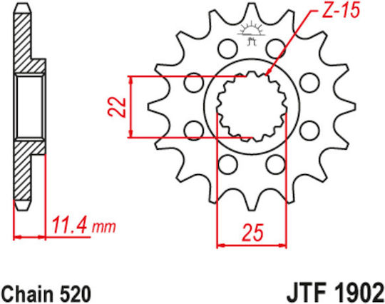 JT Sprockets Γρανάζι Μπροστά 16 Δοντιών για KTM 640 LC4 / 690 SMC / DUKE